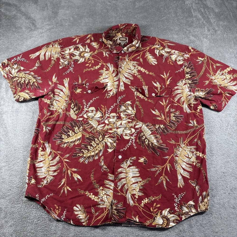 Banana Republic Hawaiian Shirt Men's Size Red Paisley Floral XL